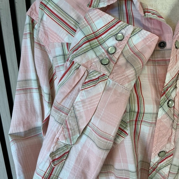 American Living Pink Plaid Shirt with Pearl Snap Buttons Sz Lg - Picture 2 of 6
